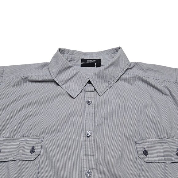 APT 9 Shirt Womens Plus 3X Gray Pinstripe Button Up Roll Tab Sleeve Essential - Picture 7 of 14